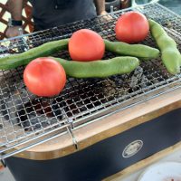 大型黒七輪の夏野菜炭火焼き